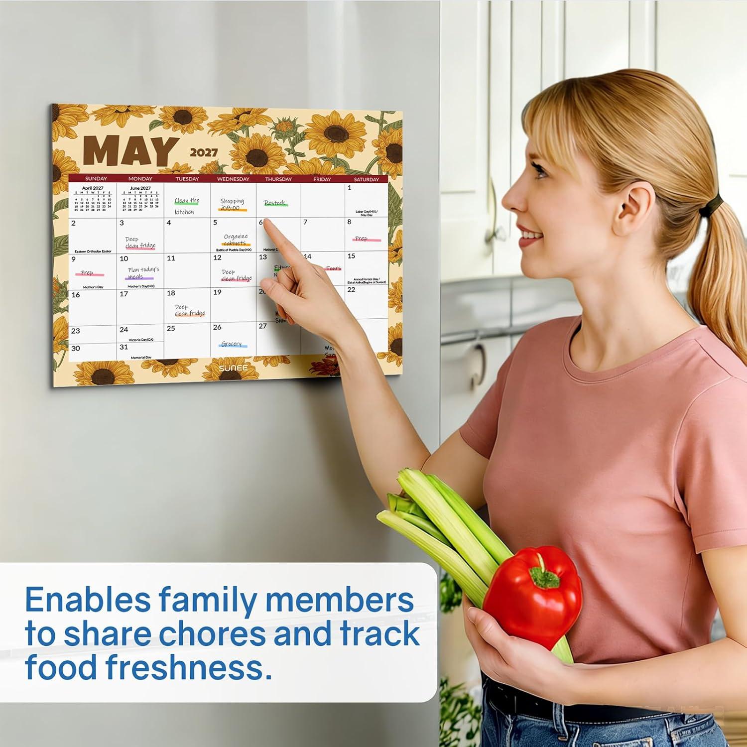 image:imageSUNEE Magnetic Calendar for Refrigerator 20262027 from October 2025 to June 2027 Fridge Calendar Magnet 21 Months for Family 85x11 Monthly Wall Calendar SeasonalSeasonal