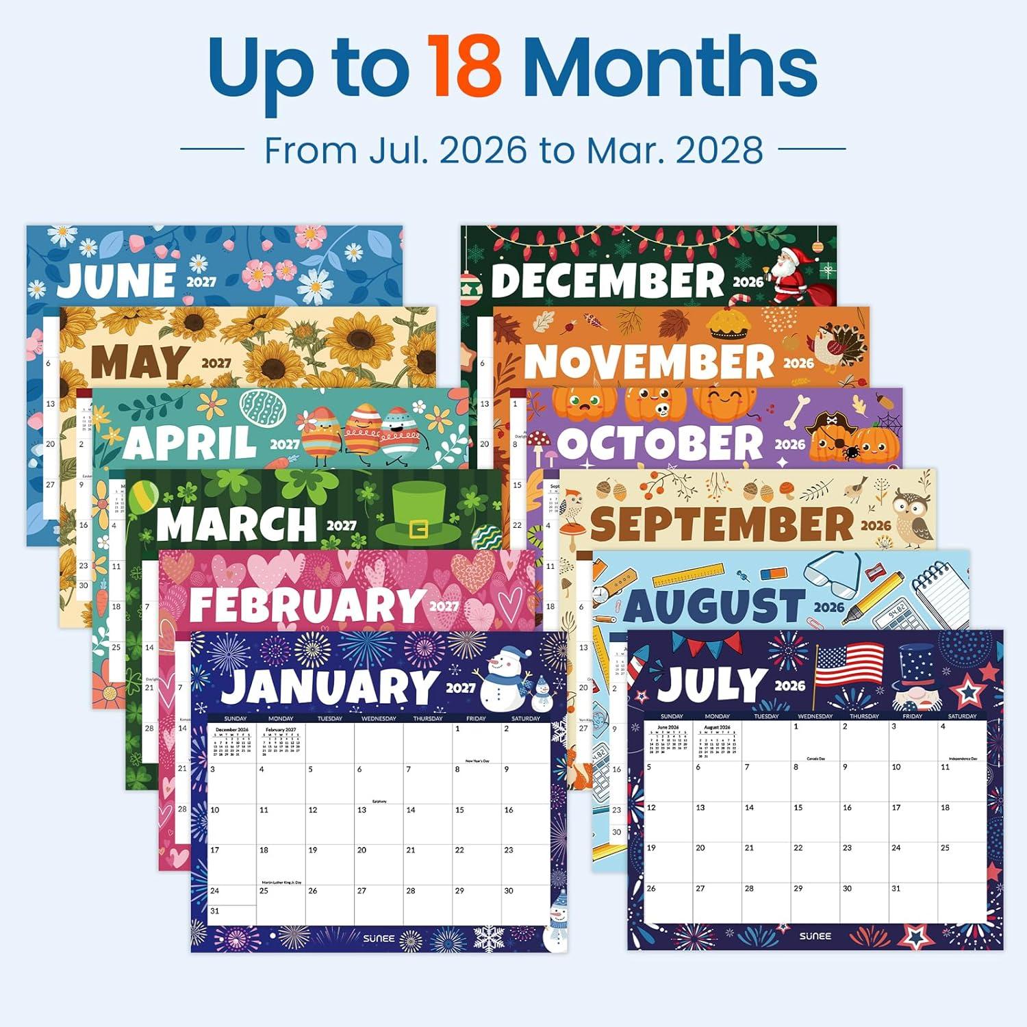 image:imageSUNEE Magnetic Calendar for Refrigerator 20262027 from October 2025 to June 2027 Fridge Calendar Magnet 21 Months for Family 85x11 Monthly Wall Calendar SeasonalSeasonal