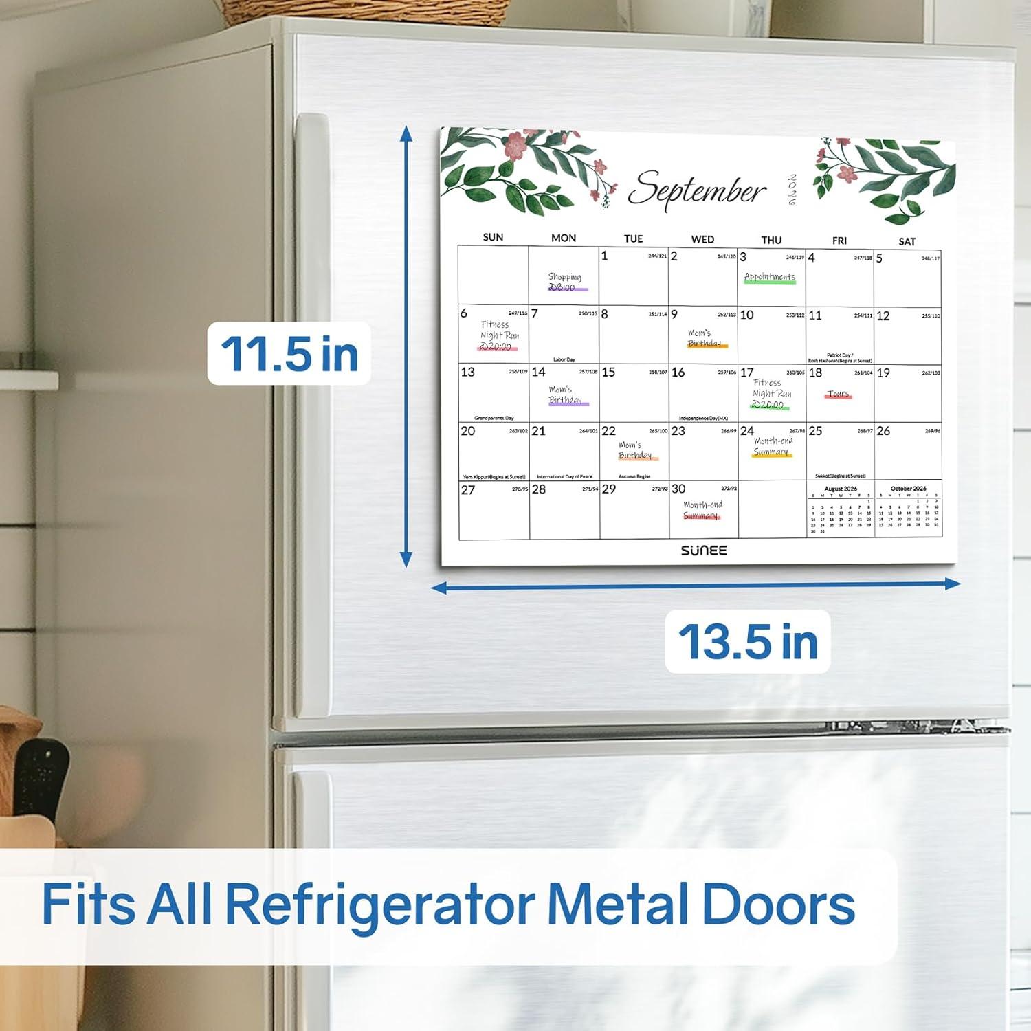 image:imageSUNEE Magnetic Calendar for Refrigerator 20262027 from October 2025 to June 2027 Fridge Calendar Magnet 21 Months for Family 85x11 Monthly Wall Calendar SeasonalGreenery
