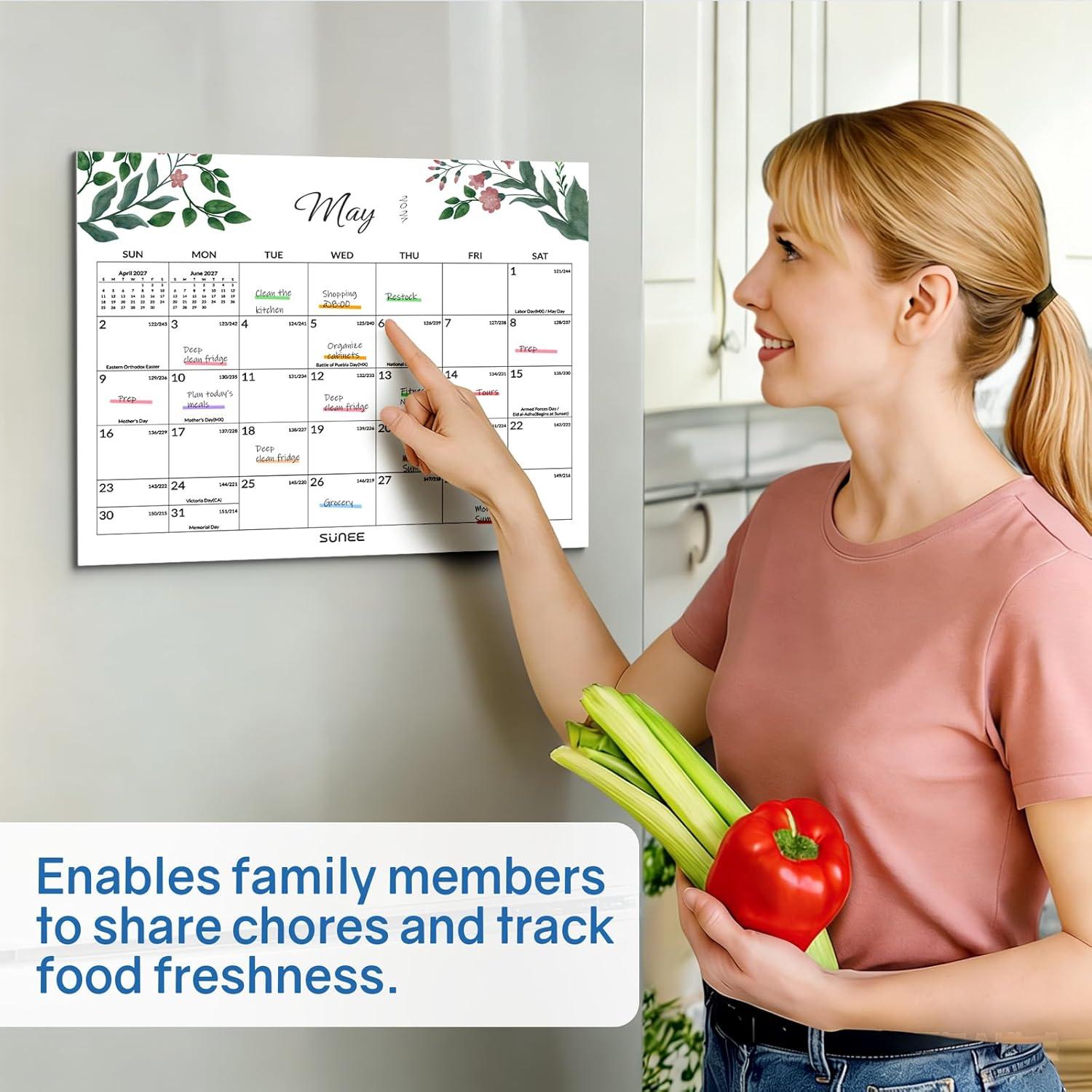 image:imageSUNEE Magnetic Calendar for Refrigerator 20262027 from October 2025 to June 2027 Fridge Calendar Magnet 21 Months for Family 85x11 Monthly Wall Calendar SeasonalGreenery