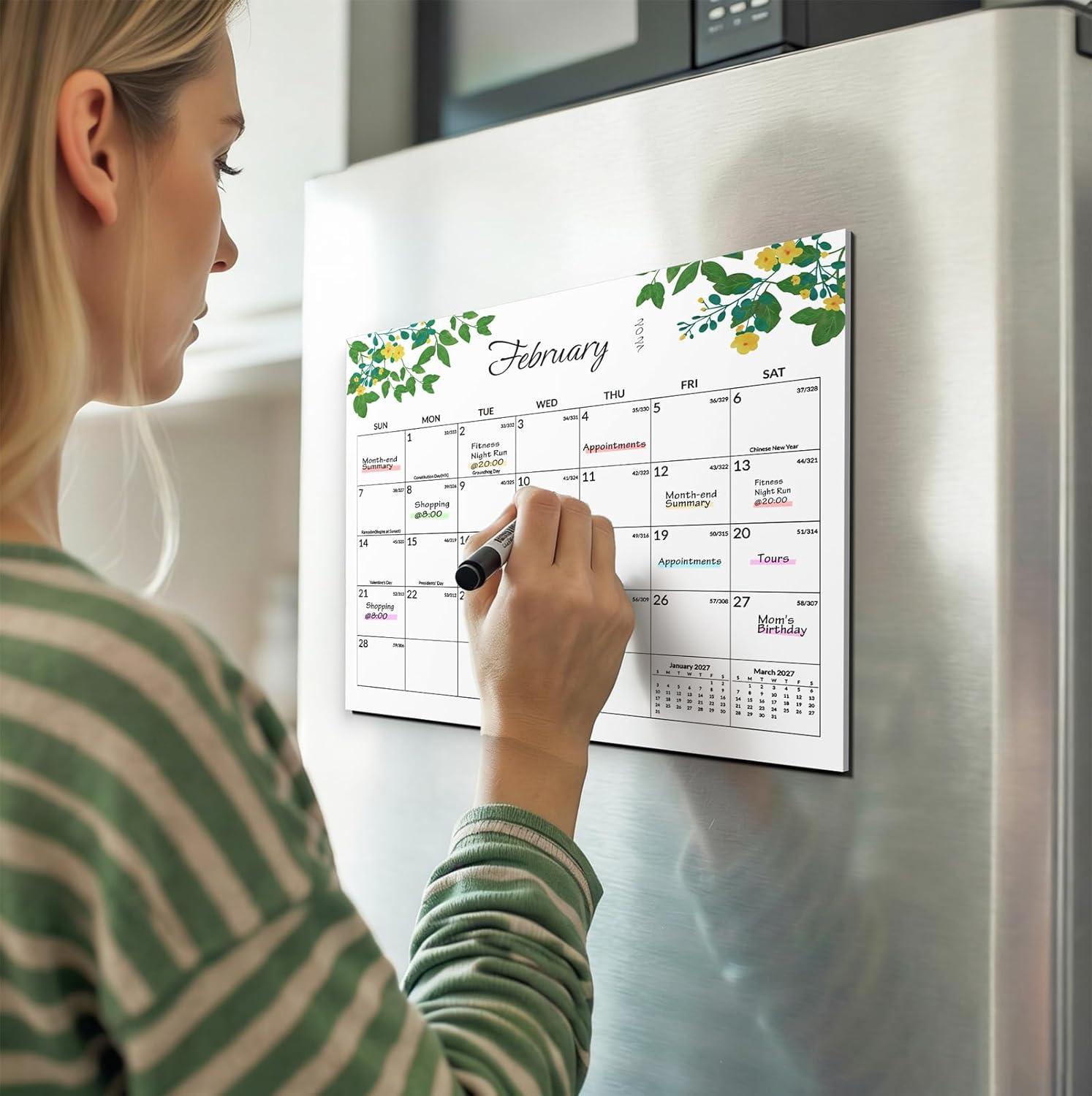 image:imageSUNEE Magnetic Calendar for Refrigerator 20262027 from October 2025 to June 2027 Fridge Calendar Magnet 21 Months for Family 85x11 Monthly Wall Calendar SeasonalGreenery