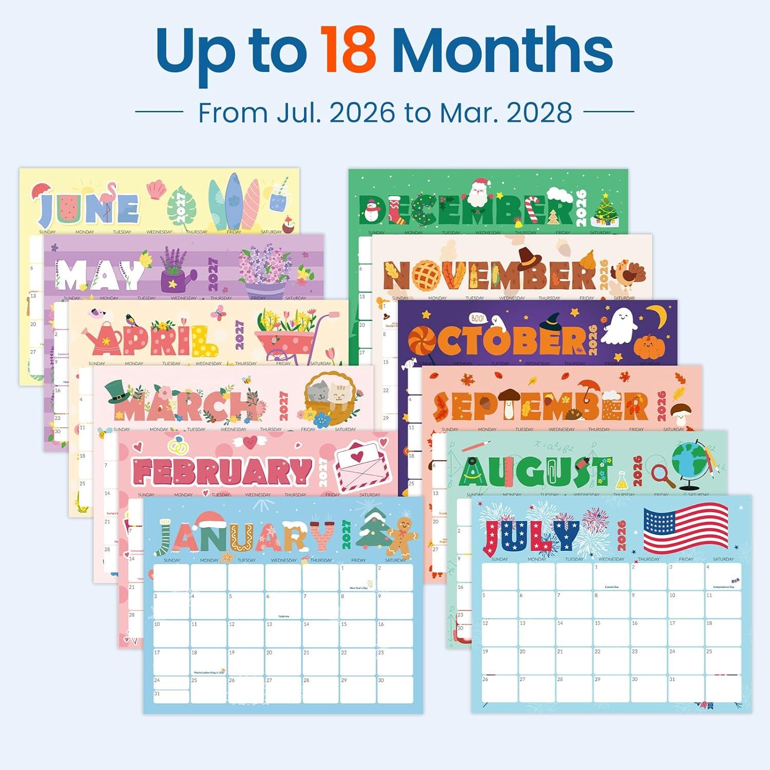 image:imageSUNEE Magnetic Calendar for Refrigerator 20262027 from October 2025 to June 2027 Fridge Calendar Magnet 21 Months for Family 85x11 Monthly Wall Calendar SeasonalCute