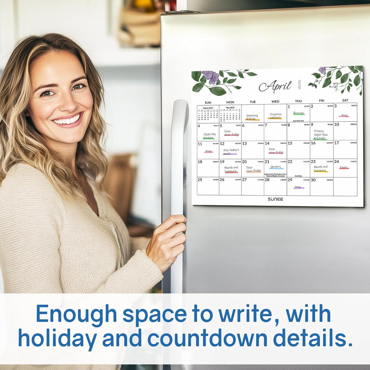 image:imageSUNEE Magnetic Calendar for Refrigerator 20262027 from October 2025 to June 2027 Fridge Calendar Magnet 21 Months for Family 85x11 Monthly Wall Calendar SeasonalGreenery