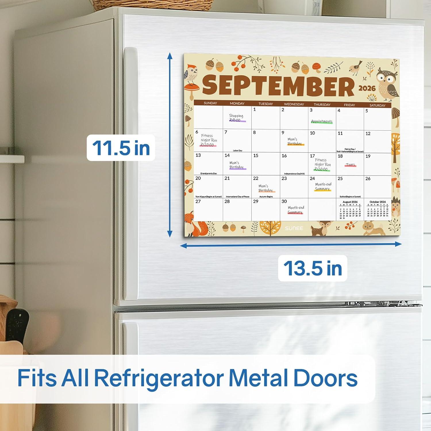 image:imageSUNEE Magnetic Calendar for Refrigerator 20262027 from October 2025 to June 2027 Fridge Calendar Magnet 21 Months for Family 85x11 Monthly Wall Calendar SeasonalSeasonal