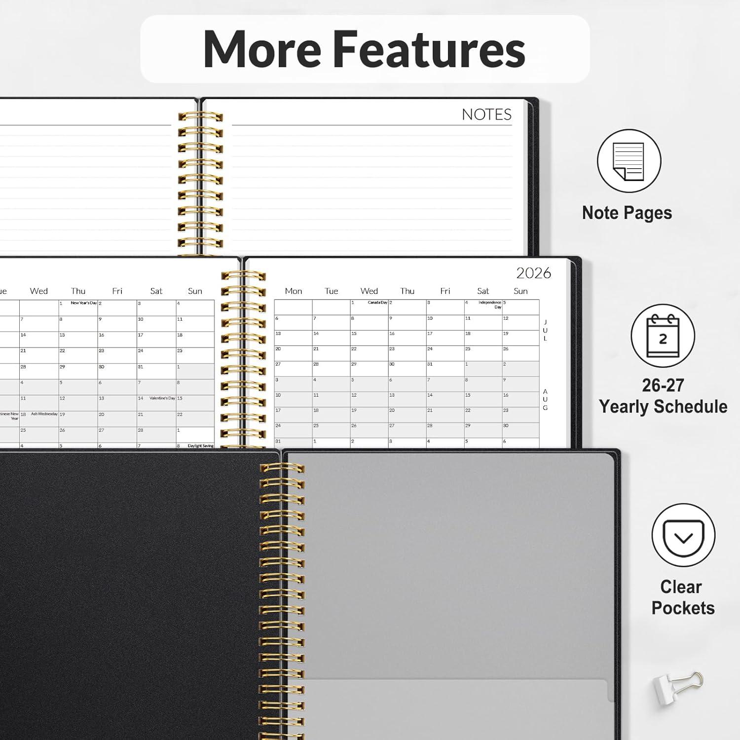 image:imageSUNEE Monthly Planner 20262027 18 Months Calendar Planner from Jul 2026 to Dec 2027 7x10 Yearly Planner with Tabs Spiral Binding Organizer for School Office Home PinkBlack