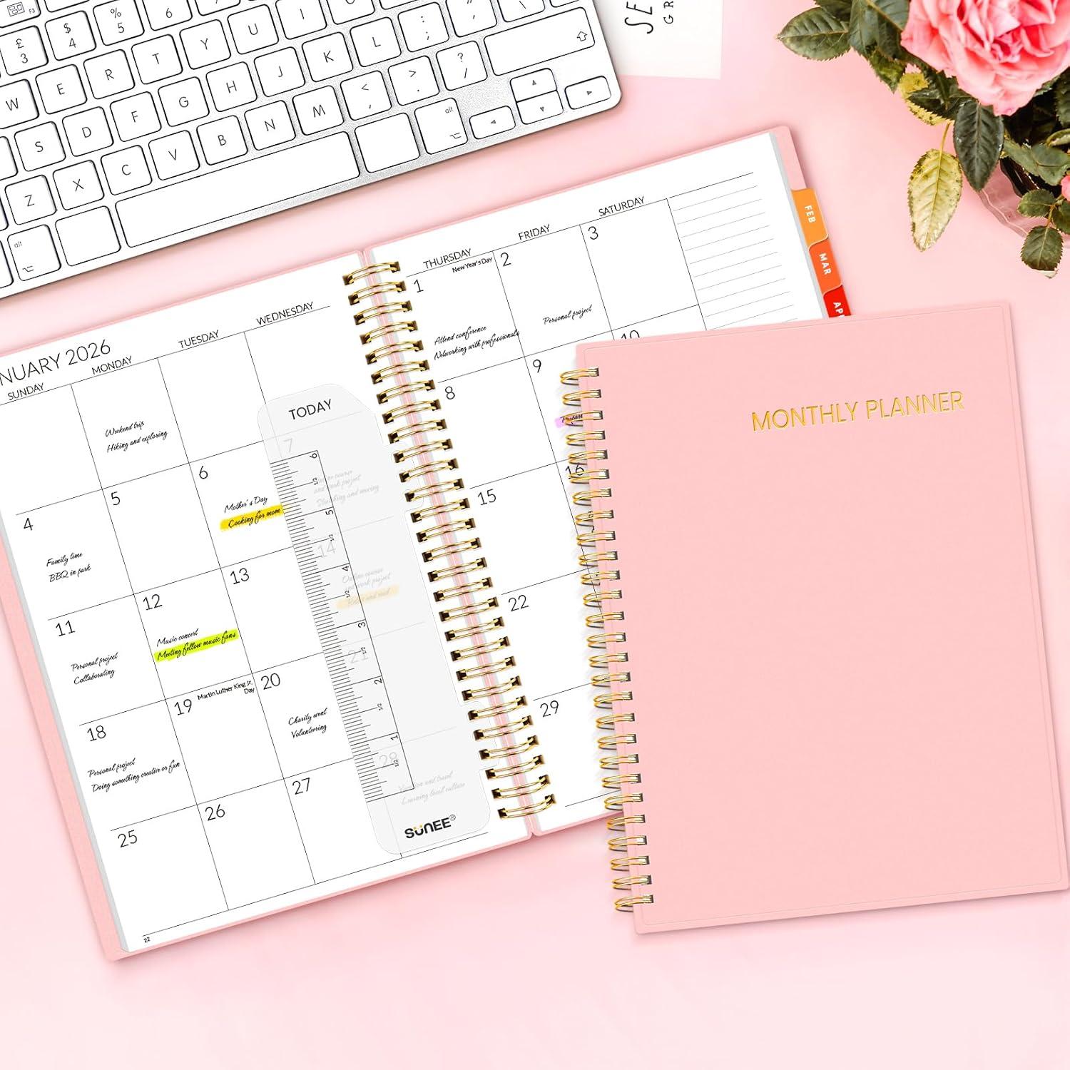 image:imageSUNEE Monthly Planner 20262027 18 Months Calendar Planner from Jul 2026 to Dec 2027 7x10 Yearly Planner with Tabs Spiral Binding Organizer for School Office Home PinkPink
