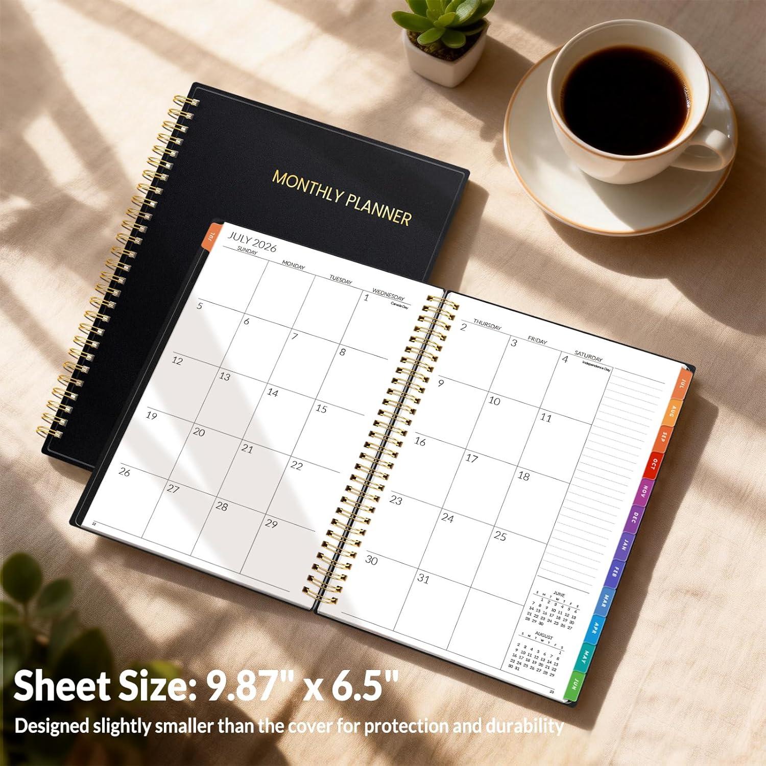 image:imageSUNEE Monthly Planner 20262027 18 Months Calendar Planner from Jul 2026 to Dec 2027 7x10 Yearly Planner with Tabs Spiral Binding Organizer for School Office Home PinkBlack