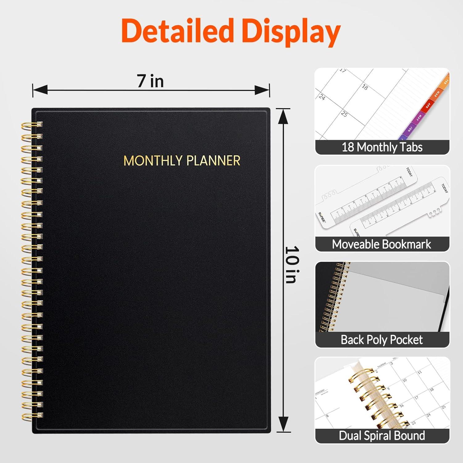 image:imageSUNEE Monthly Planner 20262027 18 Months Calendar Planner from Jul 2026 to Dec 2027 7x10 Yearly Planner with Tabs Spiral Binding Organizer for School Office Home PinkBlack