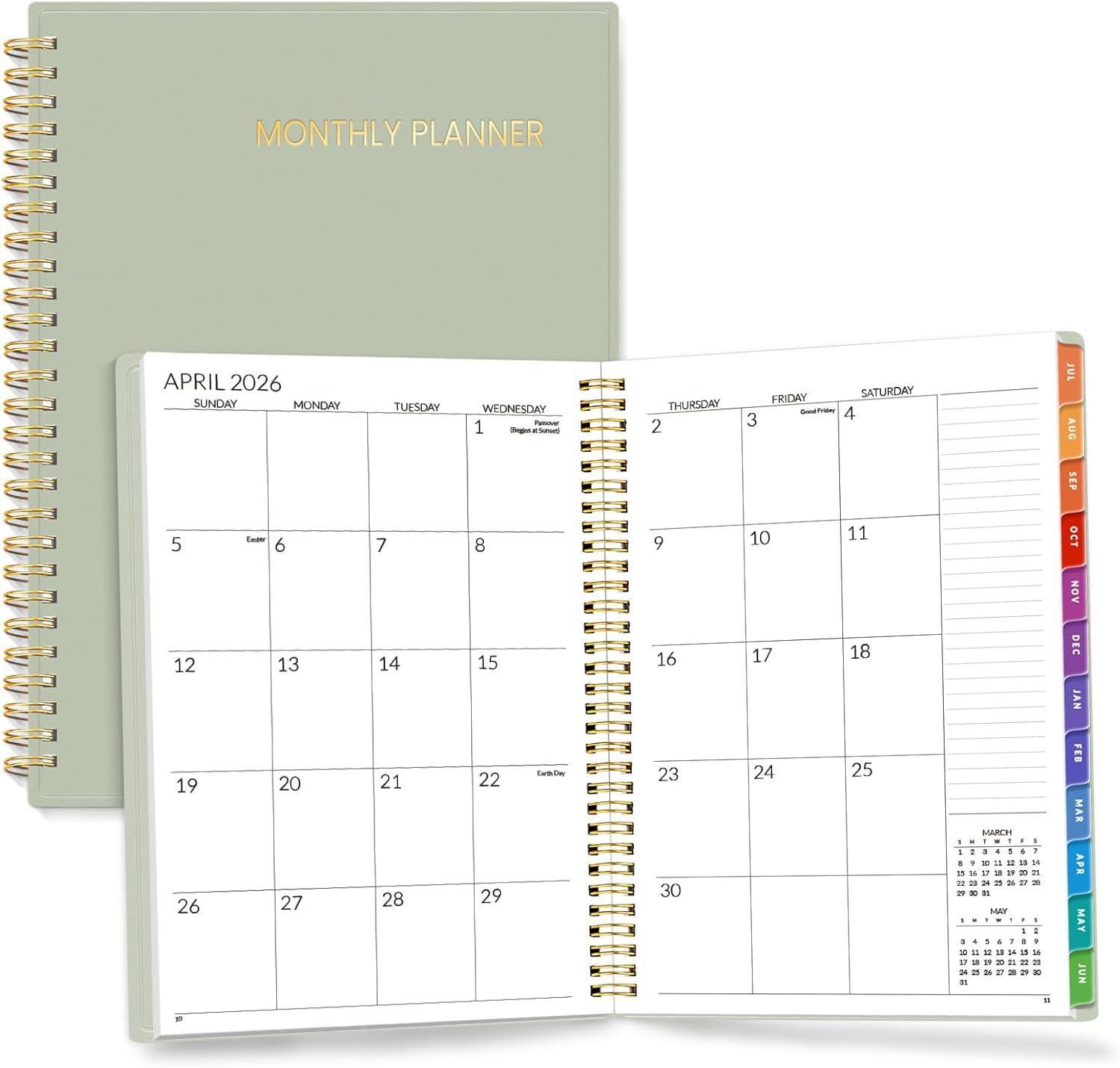 image:imageSUNEE Monthly Planner 20262027 18 Months Calendar Planner from Jul 2026 to Dec 2027 7x10 Yearly Planner with Tabs Spiral Binding Organizer for School Office Home PinkSage Green