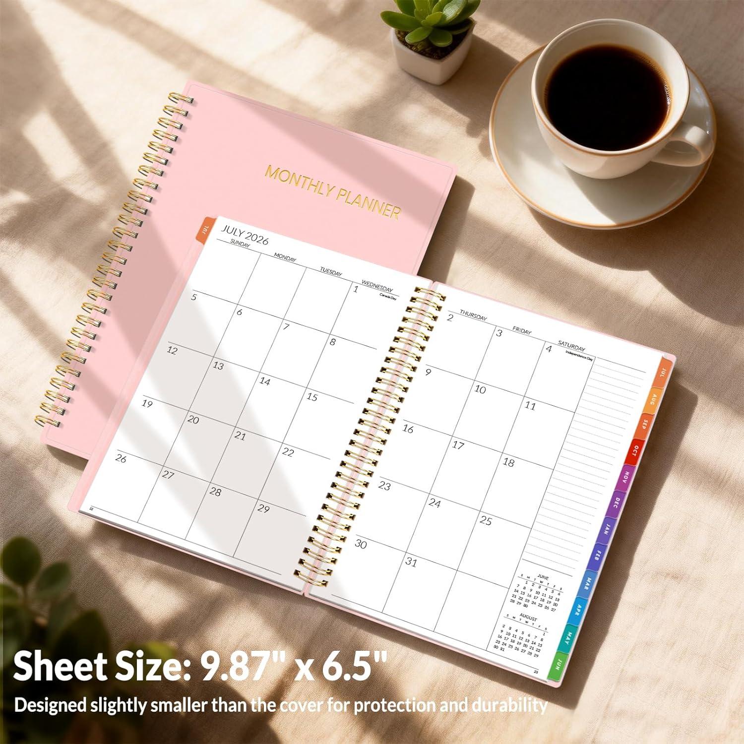 image:imageSUNEE Monthly Planner 20262027 18 Months Calendar Planner from Jul 2026 to Dec 2027 7x10 Yearly Planner with Tabs Spiral Binding Organizer for School Office Home PinkPink