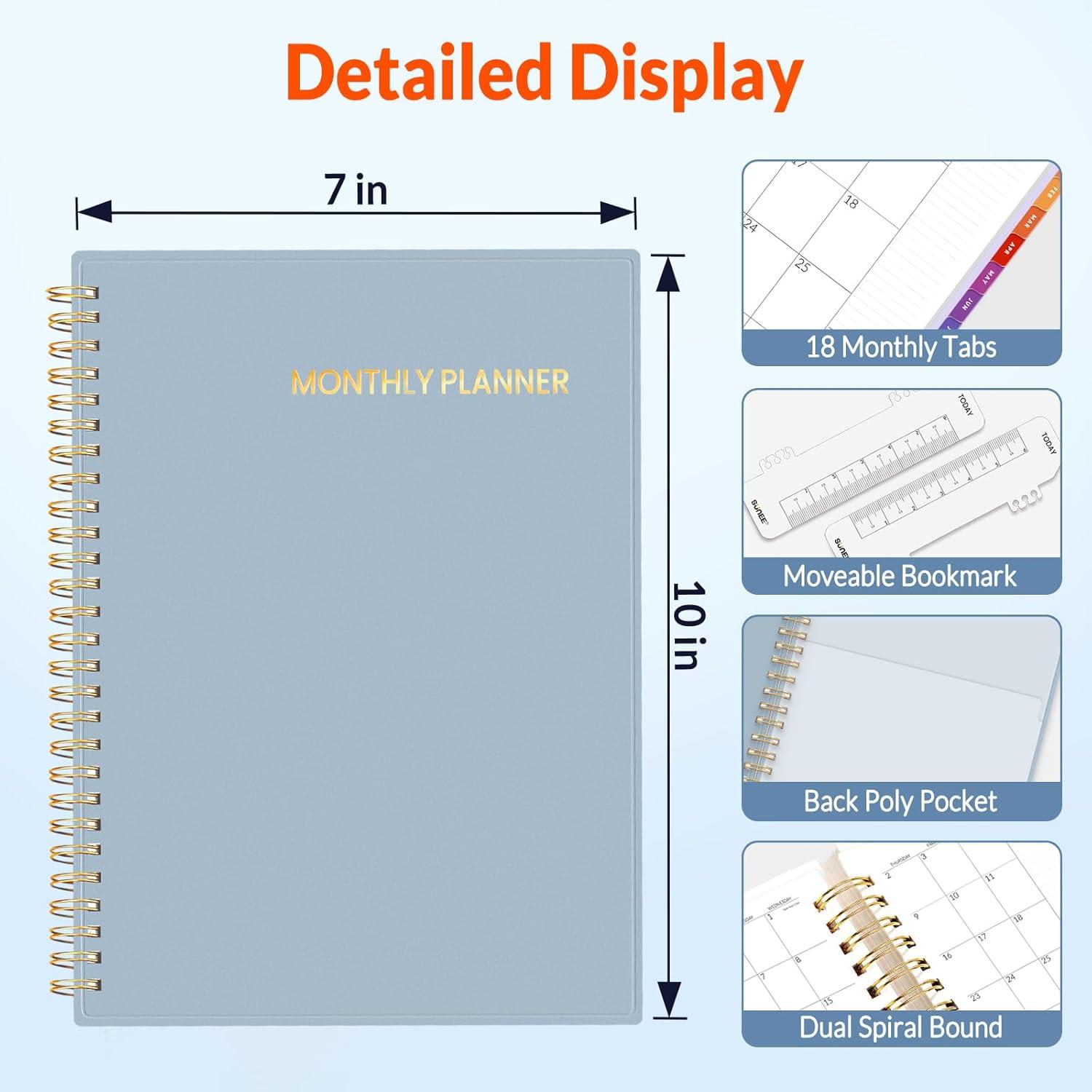 image:imageSUNEE Monthly Planner 20262027 18 Months Calendar Planner from Jul 2026 to Dec 2027 7x10 Yearly Planner with Tabs Spiral Binding Organizer for School Office Home PinkGray Blue