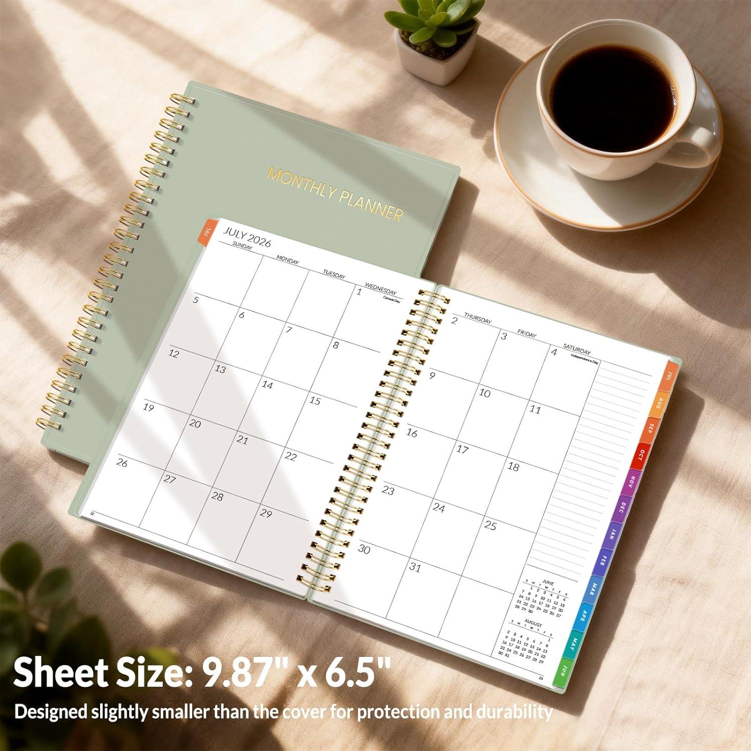 image:imageSUNEE Monthly Planner 20262027 18 Months Calendar Planner from Jul 2026 to Dec 2027 7x10 Yearly Planner with Tabs Spiral Binding Organizer for School Office Home PinkSage Green