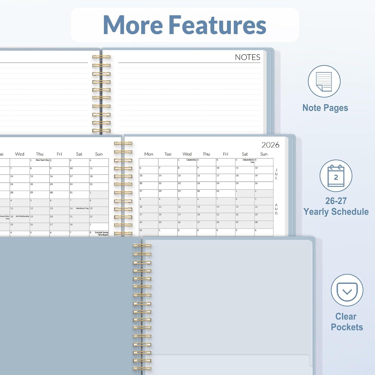 image:imageSUNEE Monthly Planner 20262027 18 Months Calendar Planner from Jul 2026 to Dec 2027 7x10 Yearly Planner with Tabs Spiral Binding Organizer for School Office Home PinkGray Blue