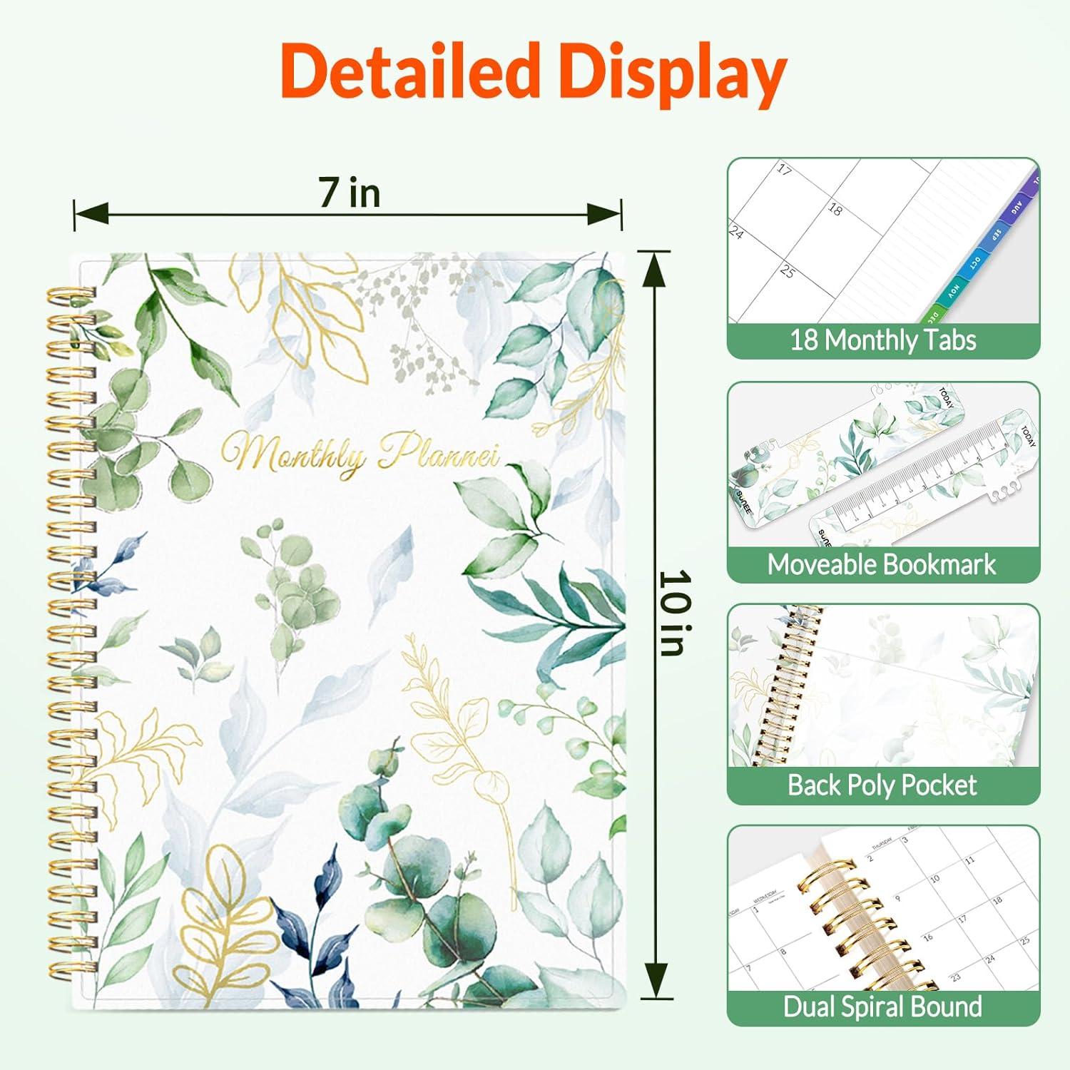 image:imageSUNEE Monthly Planner 20262027 18 Months Calendar Planner from Jul 2026 to Dec 2027 7x10 Yearly Planner with Tabs Spiral Binding Organizer for School Office Home PinkGreenery