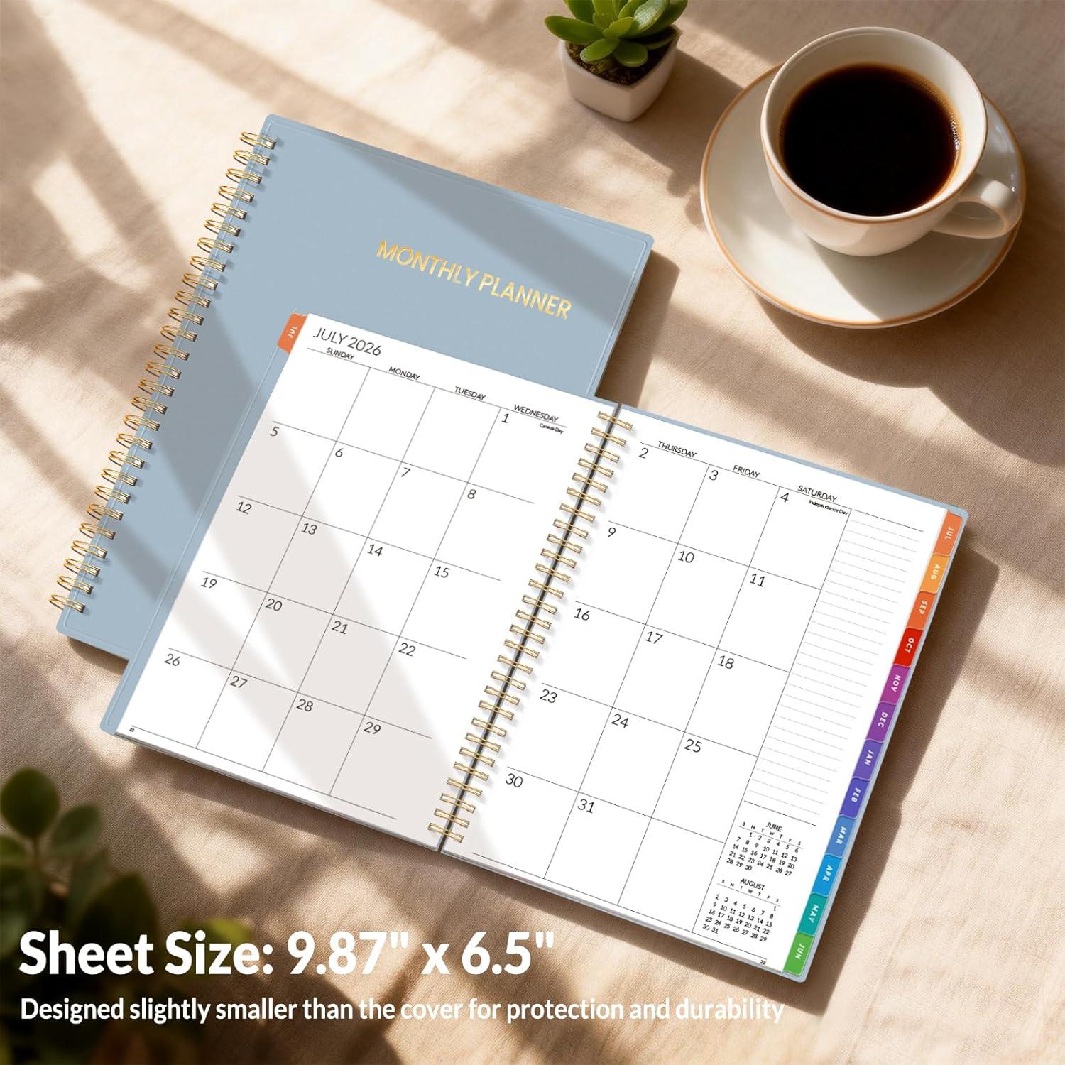 image:imageSUNEE Monthly Planner 20262027 18 Months Calendar Planner from Jul 2026 to Dec 2027 7x10 Yearly Planner with Tabs Spiral Binding Organizer for School Office Home PinkGray Blue