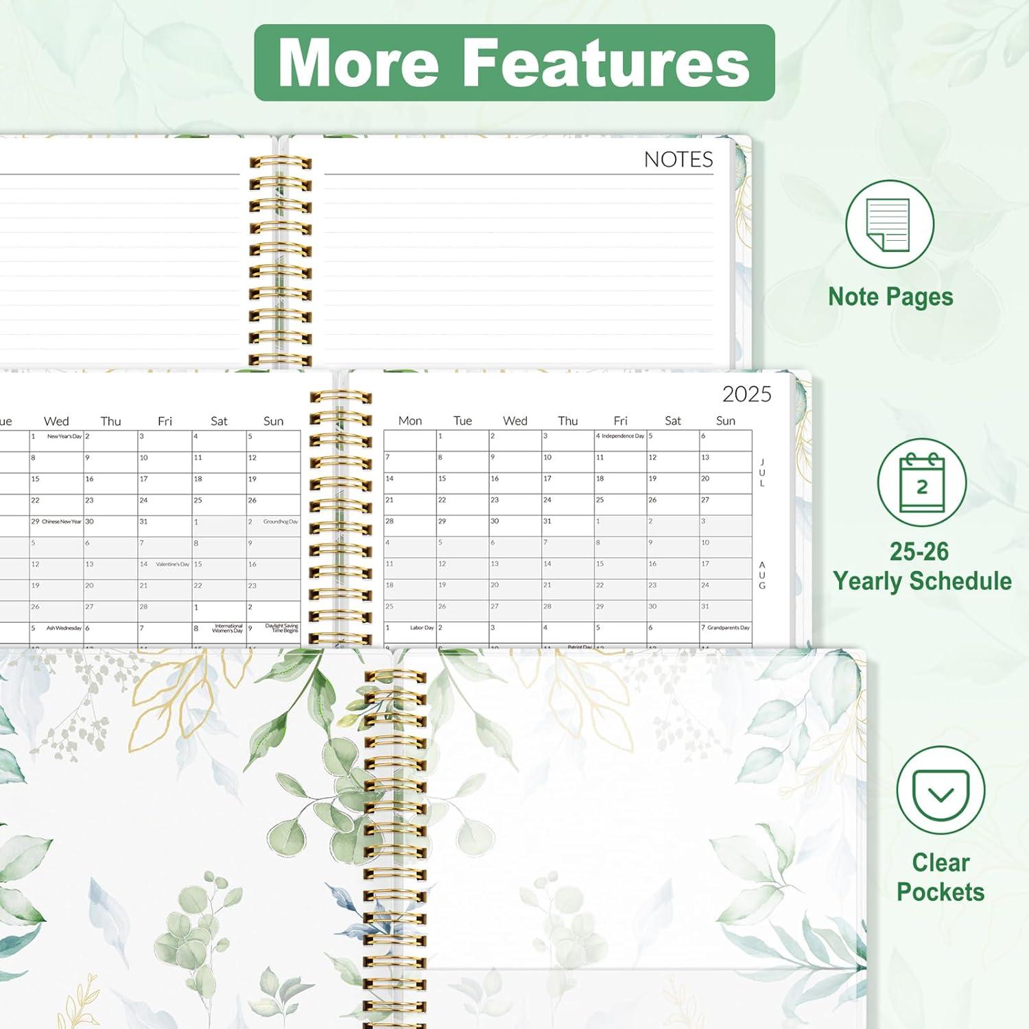 image:imageSUNEE Monthly Planner 20262027 18 Months Calendar Planner from Jul 2026 to Dec 2027 7x10 Yearly Planner with Tabs Spiral Binding Organizer for School Office Home PinkEucalyptus
