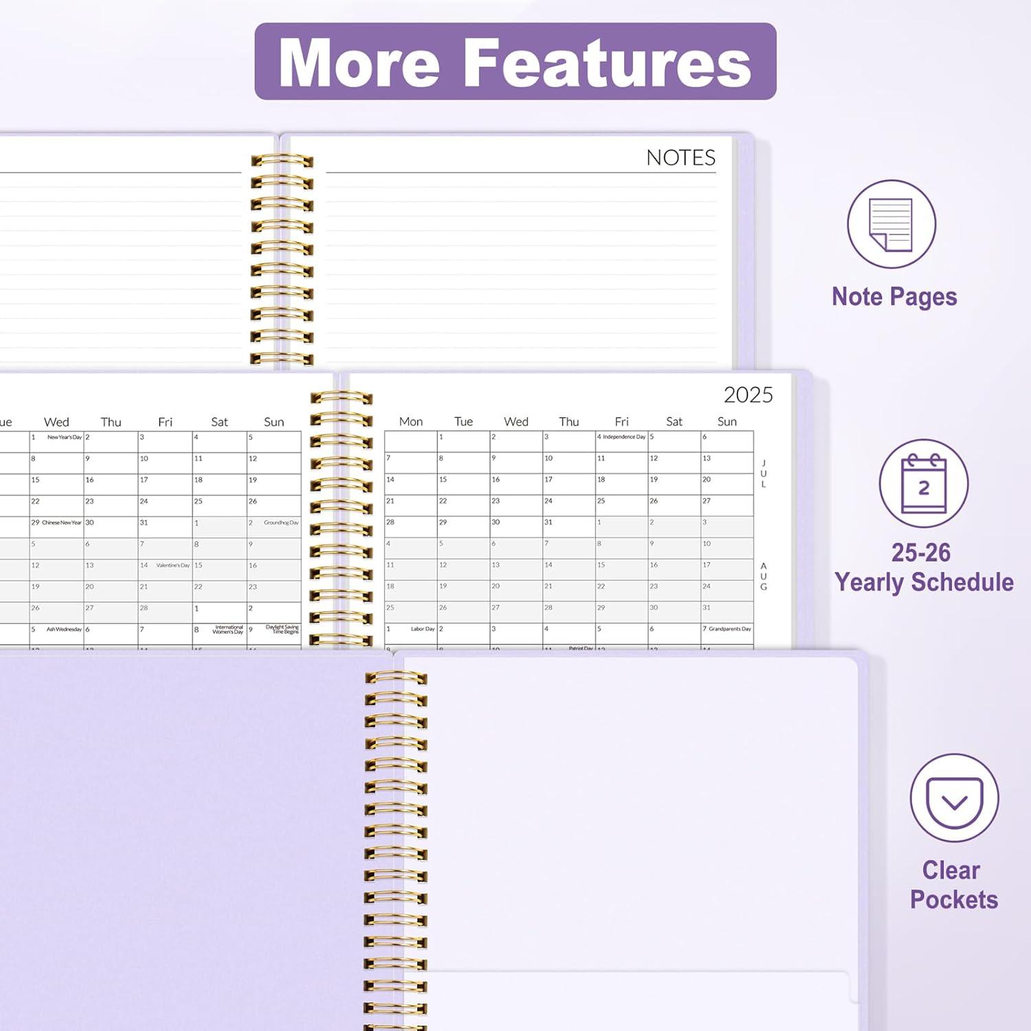 image:imageSUNEE Monthly Planner 20262027 18 Months Calendar Planner from Jul 2026 to Dec 2027 7x10 Yearly Planner with Tabs Spiral Binding Organizer for School Office Home PinkPurple