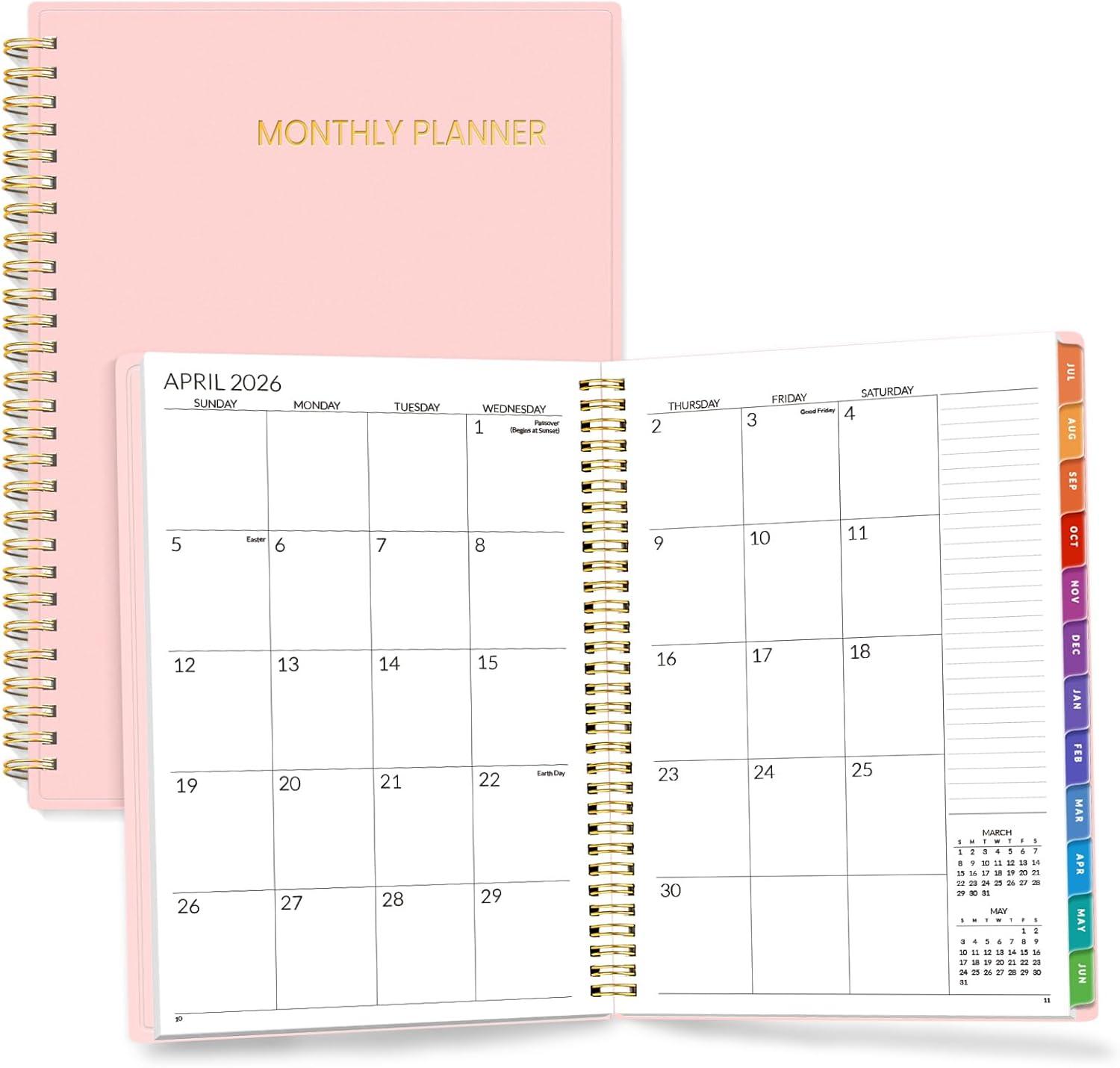 image:imageSUNEE Monthly Planner 20262027 18 Months Calendar Planner from Jul 2026 to Dec 2027 7x10 Yearly Planner with Tabs Spiral Binding Organizer for School Office Home PinkPink