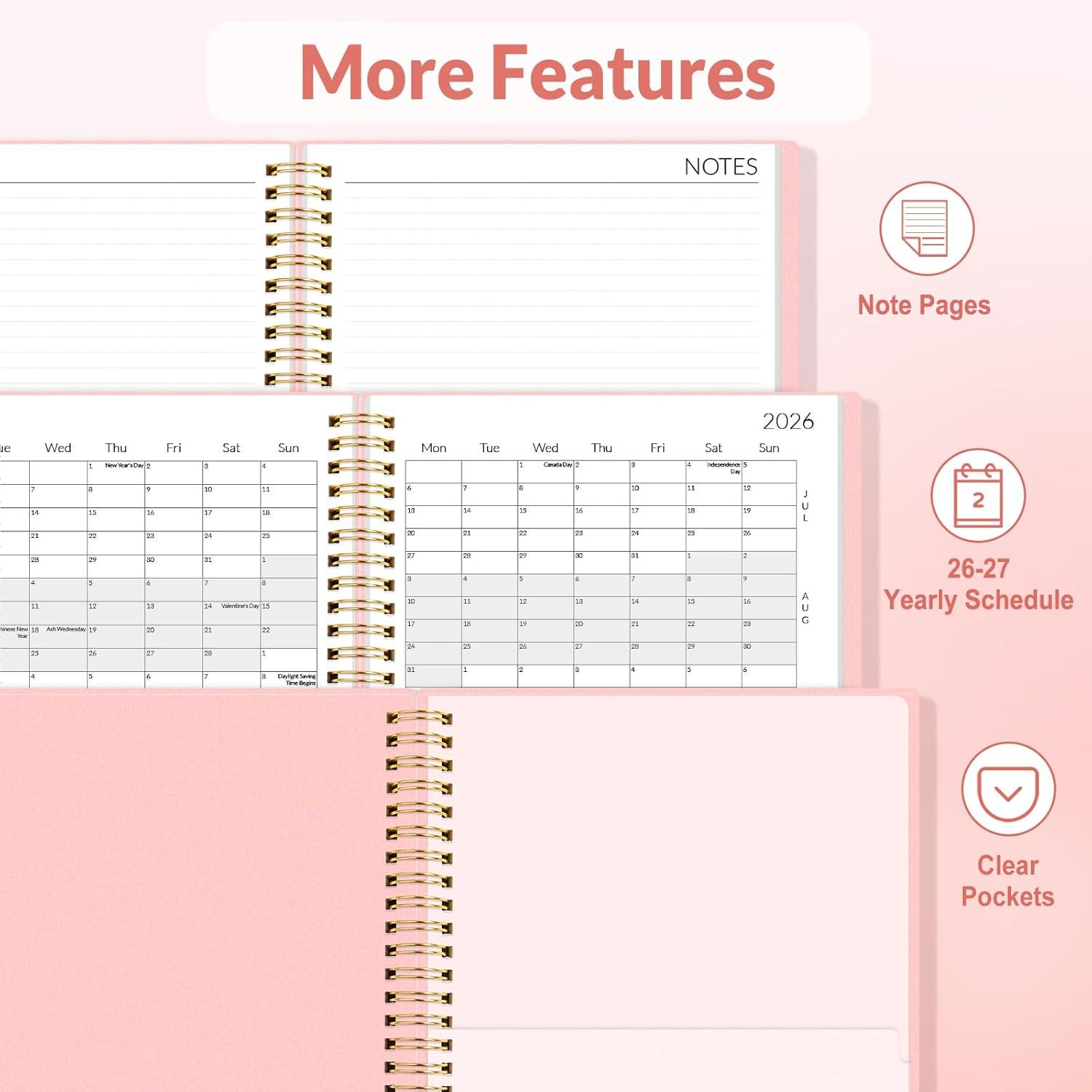 image:imageSUNEE Monthly Planner 20262027 18 Months Calendar Planner from Jul 2026 to Dec 2027 7x10 Yearly Planner with Tabs Spiral Binding Organizer for School Office Home PinkPink