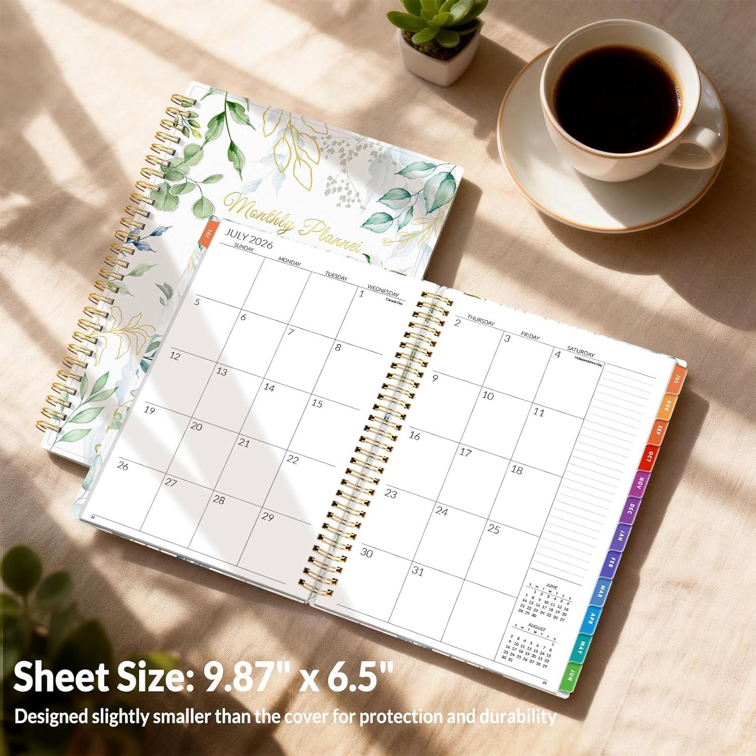 image:imageSUNEE Monthly Planner 20262027 18 Months Calendar Planner from Jul 2026 to Dec 2027 7x10 Yearly Planner with Tabs Spiral Binding Organizer for School Office Home PinkGreenery