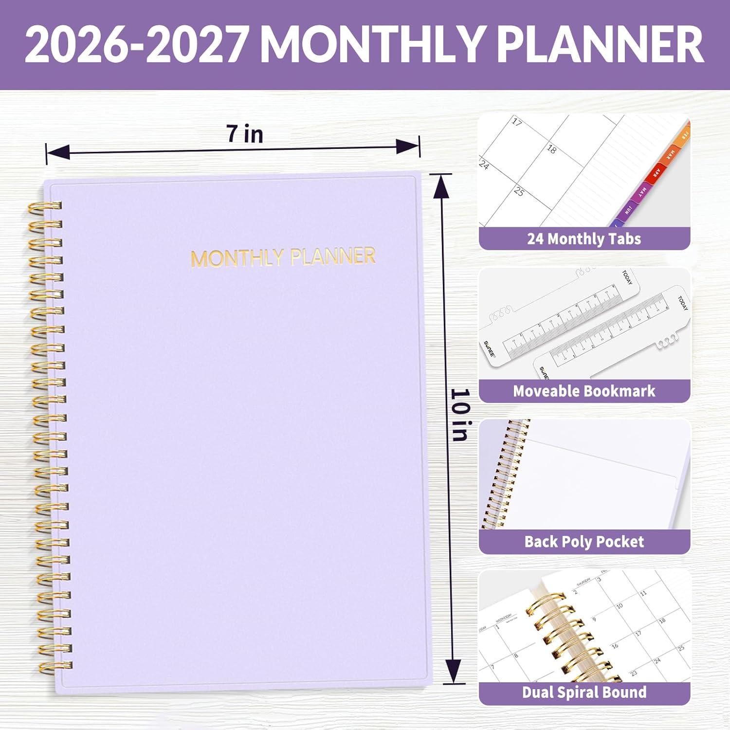 image:imageSUNEE Monthly Planner 20262027 18 Months Calendar Planner from Jul 2026 to Dec 2027 7x10 Yearly Planner with Tabs Spiral Binding Organizer for School Office Home PinkPurple