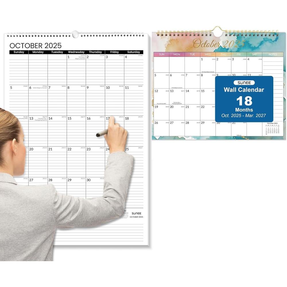 image:image2026 Wall Calendar Large 2275x155 Black amp 145x115 Watercolor