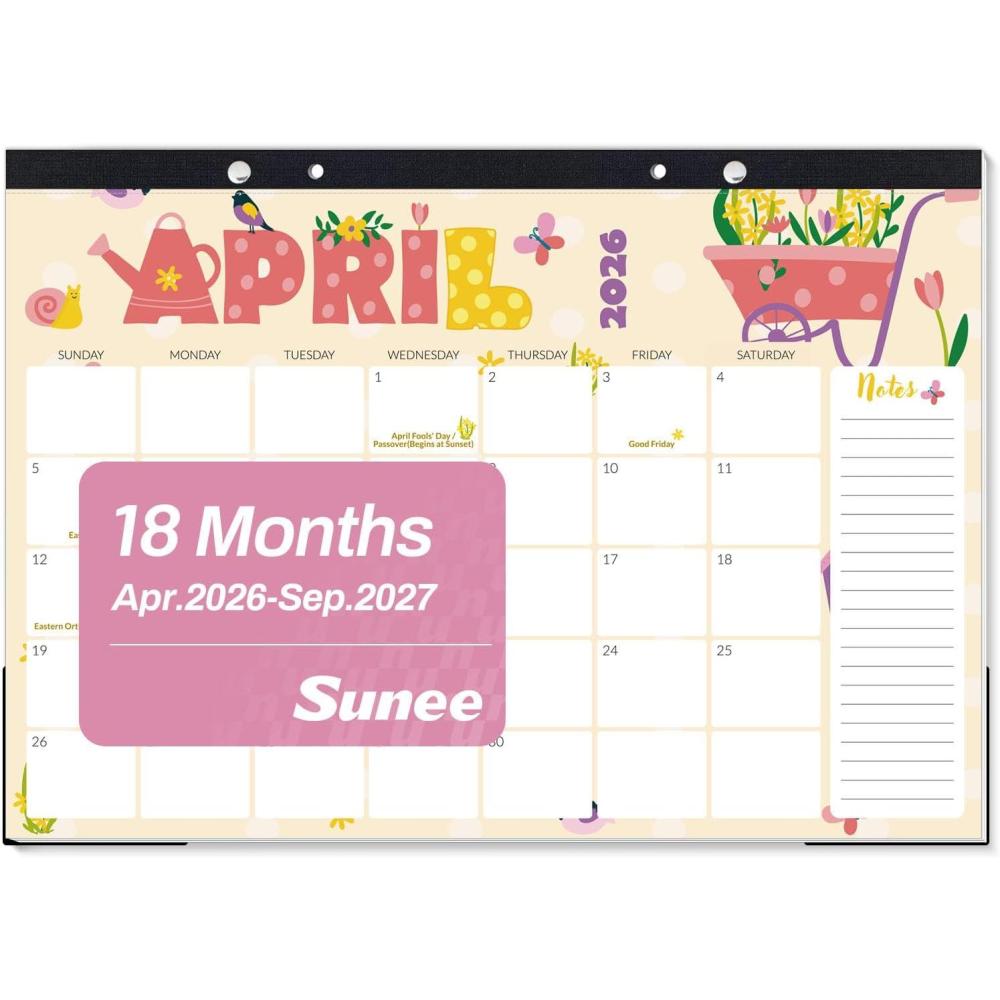 image:imageSUNEE 2026 Desk Calendar 18 Months from Oct 2025 to Mar 2027 17x12 Academic 2026 Calendar for Home School or Office 2026 Monthly Calendar with Note CuteCute