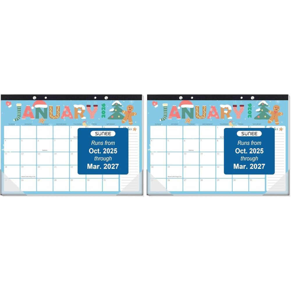 image:imageSUNEE 2026 Desk Calendar 18 Months from Oct 2025 to Mar 2027 17x12 Academic 2026 Calendar for Home School or Office 2026 Monthly Calendar with Note Cute Pack of 2