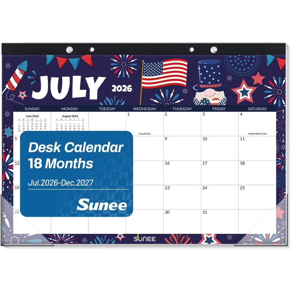 image:imageSUNEE 2026 Desk Calendar 18 Months from Oct 2025 to Mar 2027 17x12 Academic 2026 Calendar for Home School or Office 2026 Monthly Calendar with Note CuteSeasons
