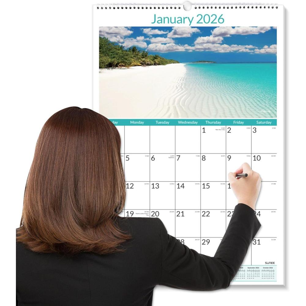 image:imageSUNEE 2026 Wall Calendar Extra Large 17x27 21 Month Calendar Ends June 2027 Vertical Large Monthly Calendar 20262027 for Wall Seasons ColorBeaches