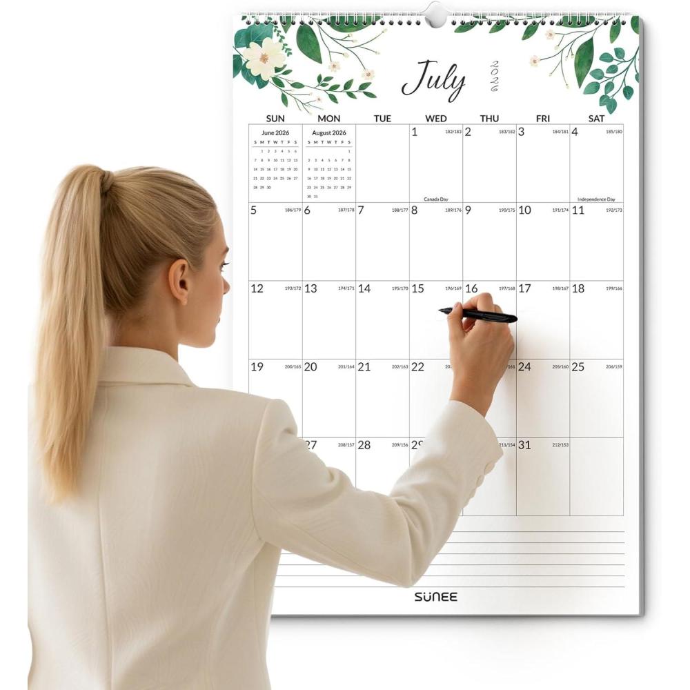 image:imageSUNEE 2026 Wall Calendar Extra Large 17x27 21 Month Calendar Ends June 2027 Vertical Large Monthly Calendar 20262027 for Wall Seasons ColorGreenery