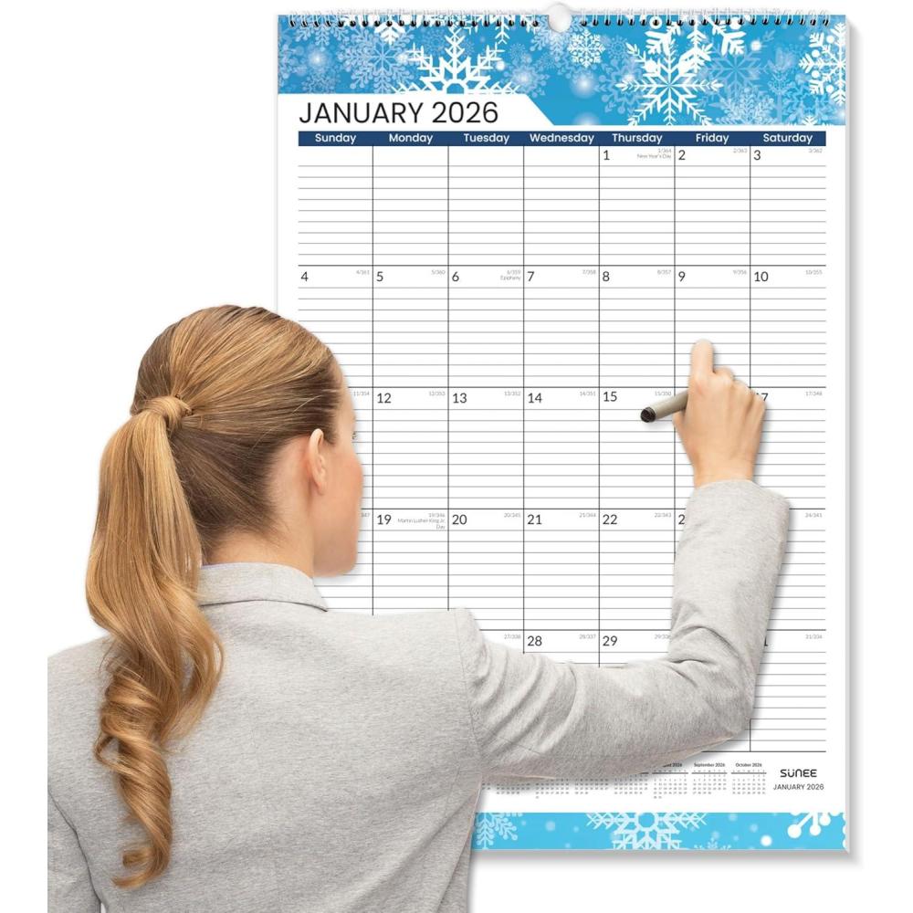 image:imageSUNEE 2026 Wall Calendar Extra Large 17x27 21 Month Calendar Ends June 2027 Vertical Large Monthly Calendar 20262027 for Wall Seasons ColorSeasonal