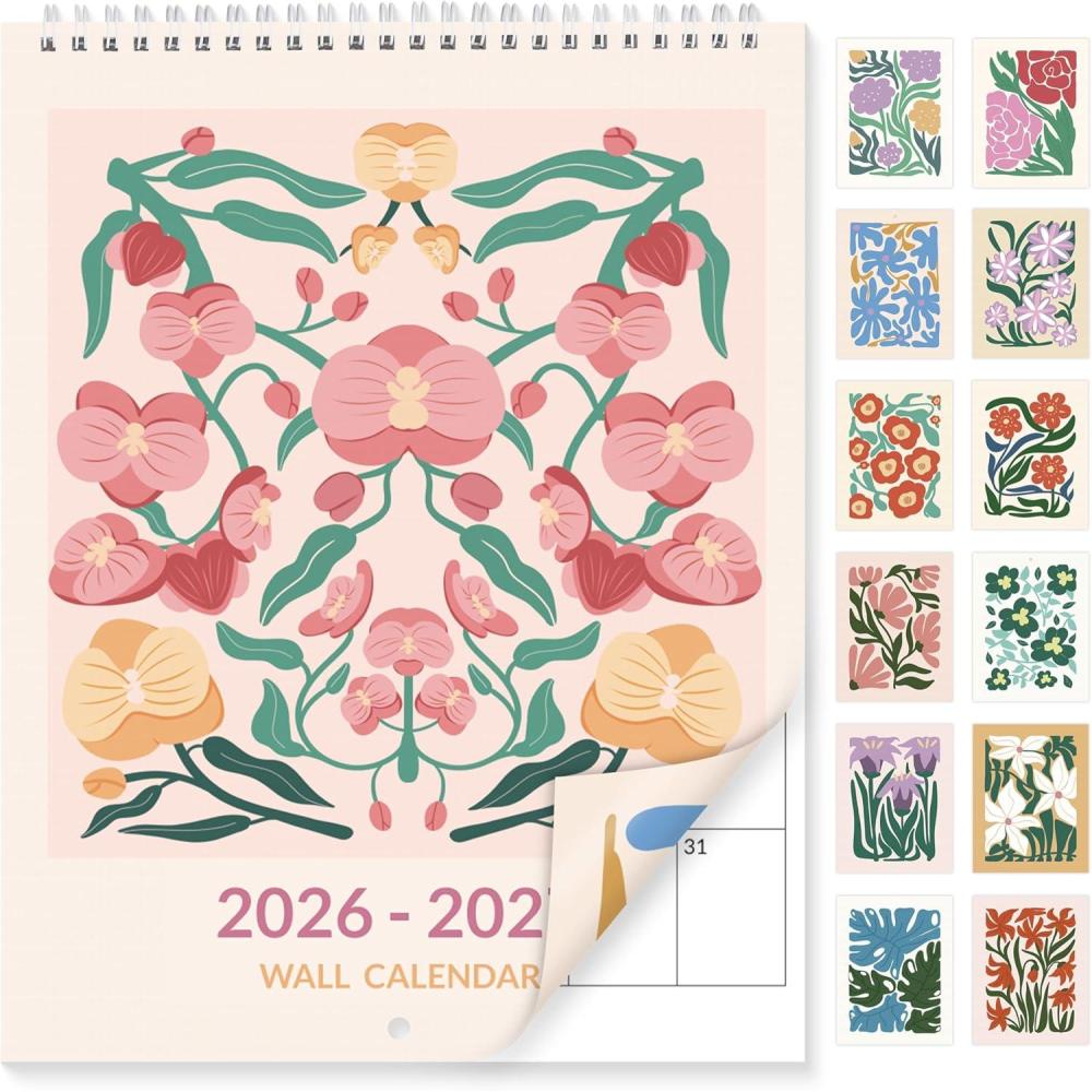 image:imageSUNEE Calendar 2026 18 Months Wall Calendar Oct 2025 Mar 2027 12x17 Big Hanging Calendar 2026 with Note Past Month and Next Month for Organizing amp Planning CuteFloralcolor