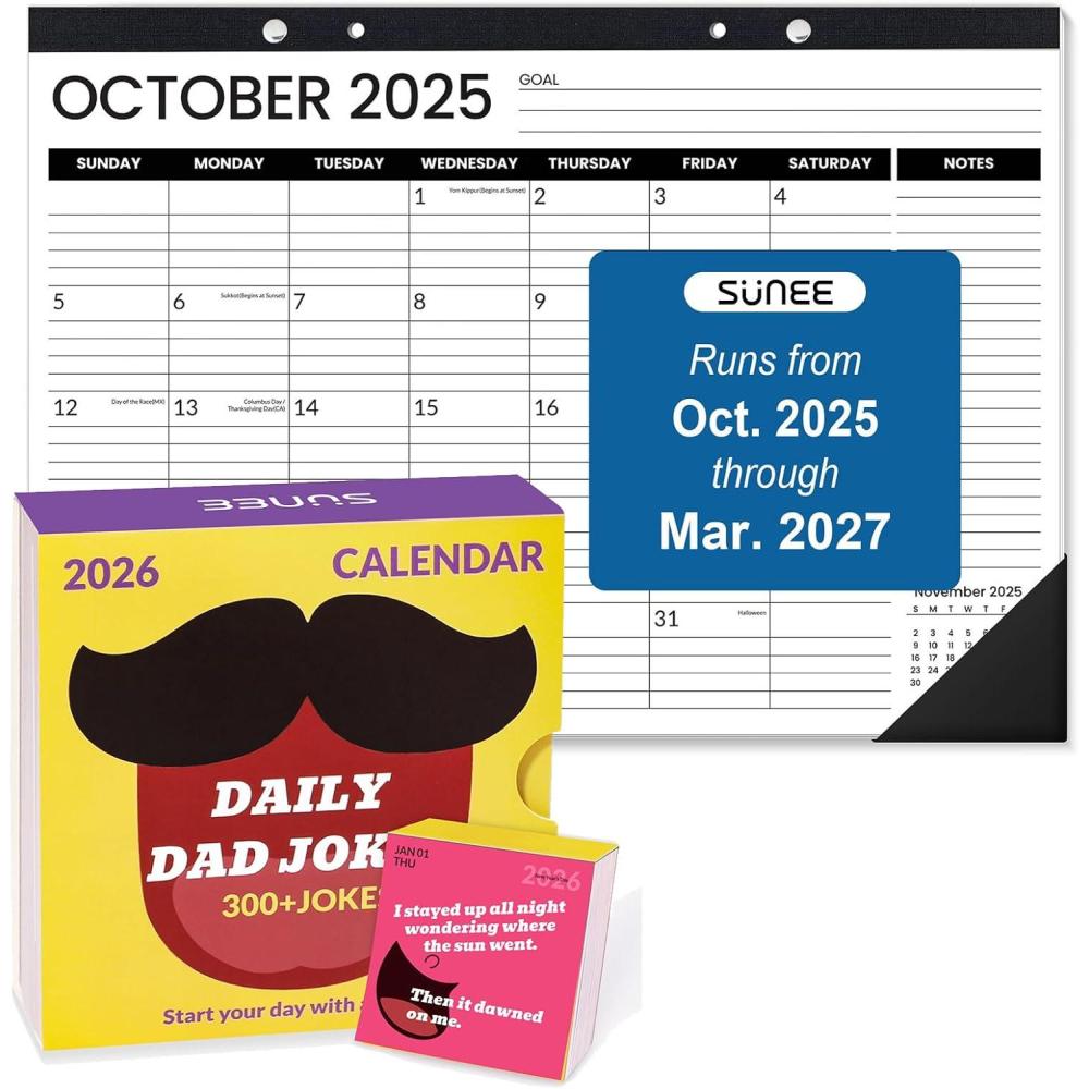 image:imageSUNEE Desk Calendar 17x12 Black amp Dad Joke Desk Calendar