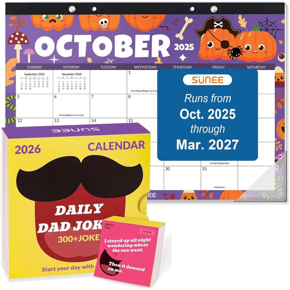 image:imageSUNEE Desk Calendar 20252026 17x12 Seasons Color amp Dad Joke Calendar 2026