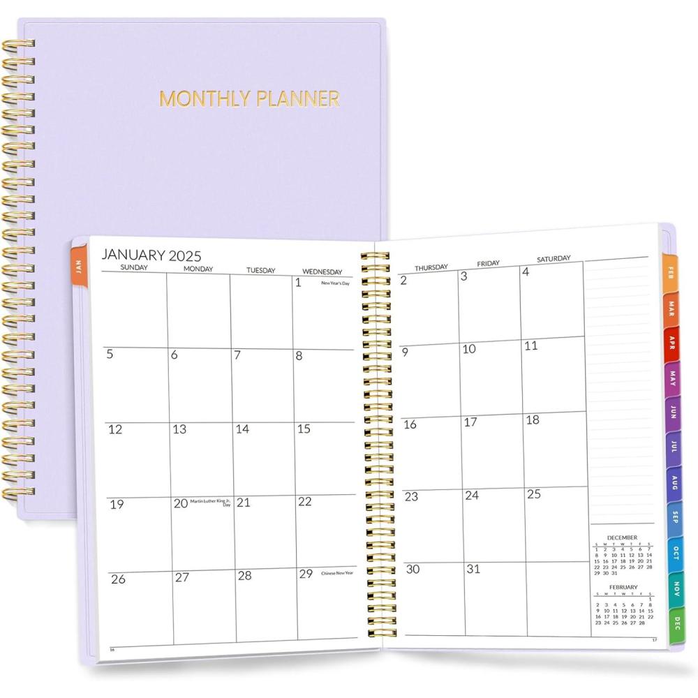image:imageSUNEE Monthly Planner 20262027 18 Months Calendar Planner from Jul 2026 to Dec 2027 7x10 Yearly Planner with Tabs Spiral Binding Organizer for School Office Home PinkPurple