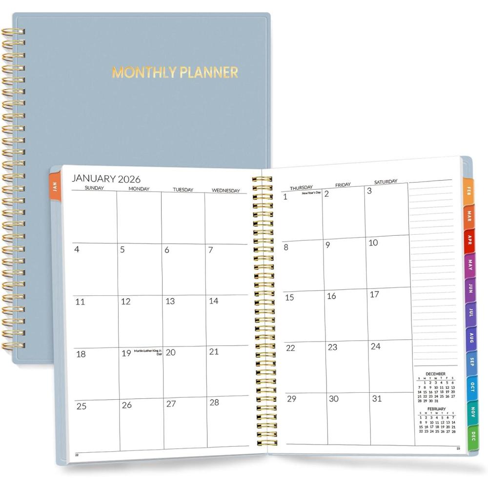 image:imageSUNEE Monthly Planner 20262027 18 Months Calendar Planner from Jul 2026 to Dec 2027 7x10 Yearly Planner with Tabs Spiral Binding Organizer for School Office Home PinkGray Blue