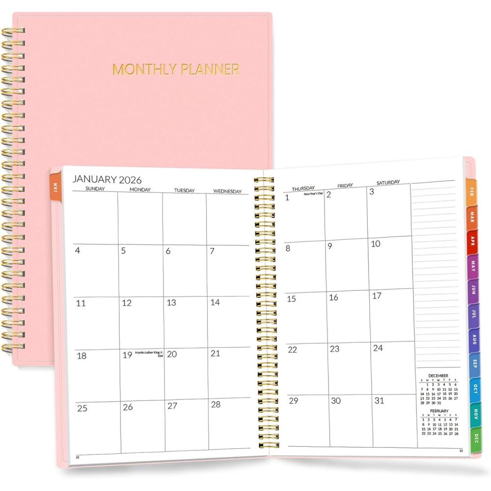 image:imageSUNEE Monthly Planner 20262027 18 Months Calendar Planner from Jul 2026 to Dec 2027 7x10 Yearly Planner with Tabs Spiral Binding Organizer for School Office Home PinkPink