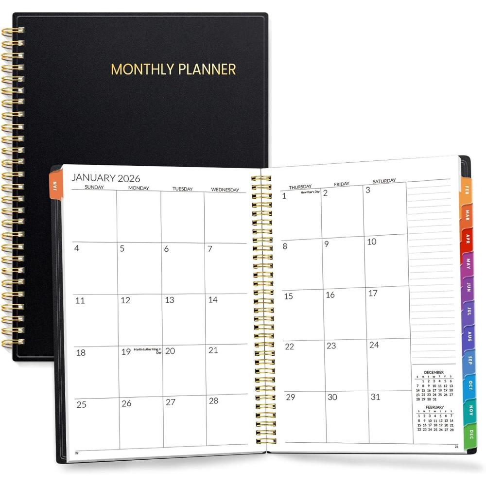 image:imageSUNEE Monthly Planner 20262027 18 Months Calendar Planner from Jul 2026 to Dec 2027 7x10 Yearly Planner with Tabs Spiral Binding Organizer for School Office Home PinkBlack