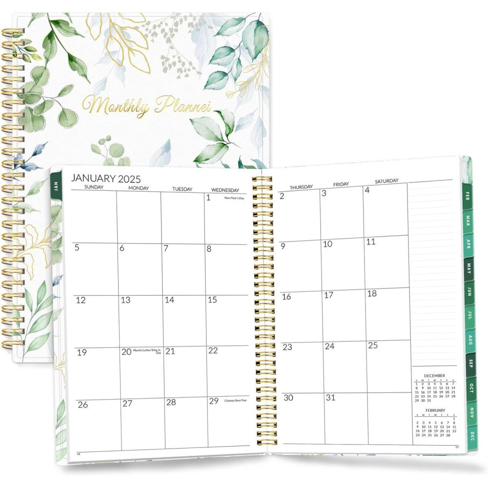 image:imageSUNEE Monthly Planner 20262027 18 Months Calendar Planner from Jul 2026 to Dec 2027 7x10 Yearly Planner with Tabs Spiral Binding Organizer for School Office Home PinkEucalyptus