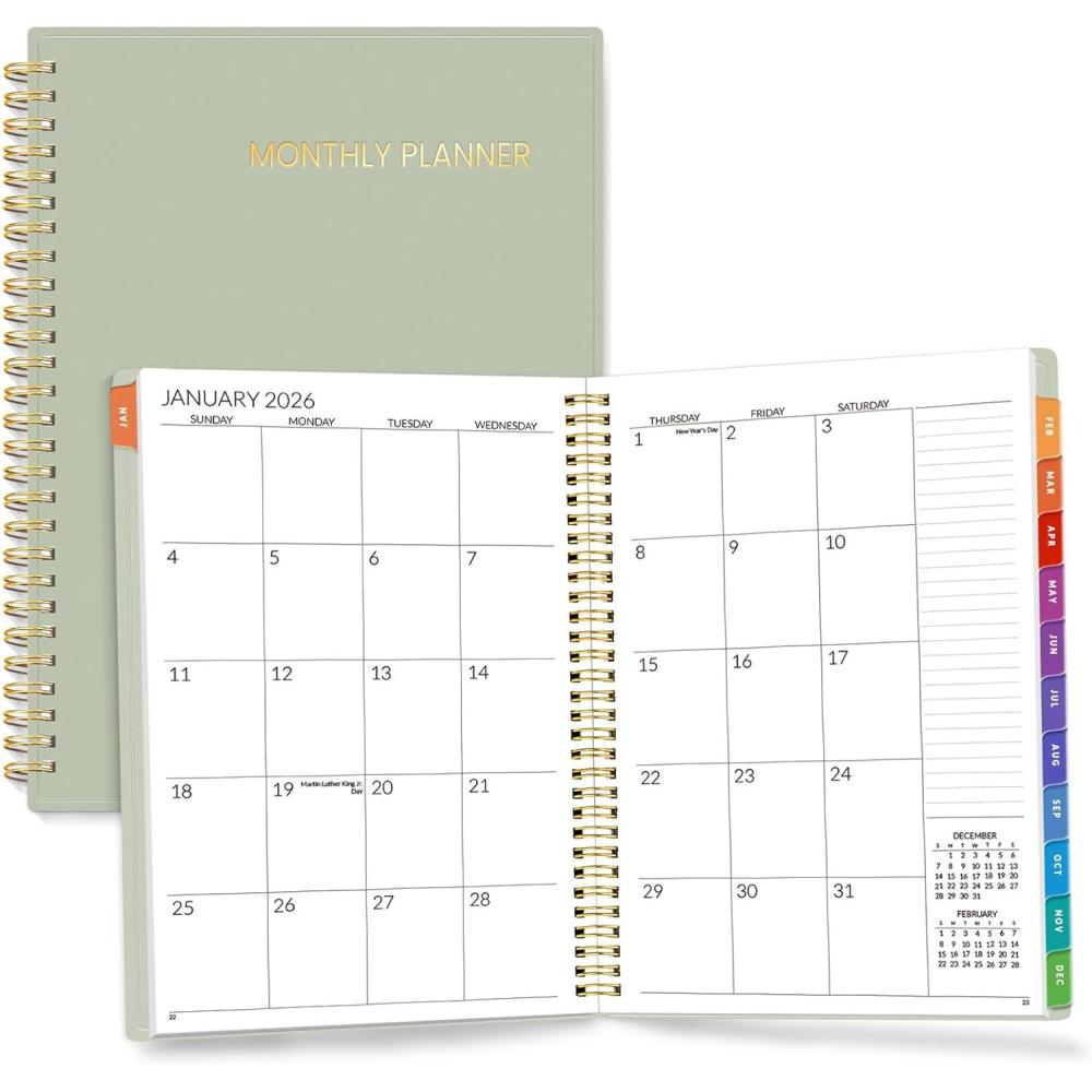 image:imageSUNEE Monthly Planner 20262027 18 Months Calendar Planner from Jul 2026 to Dec 2027 7x10 Yearly Planner with Tabs Spiral Binding Organizer for School Office Home PinkSage Green