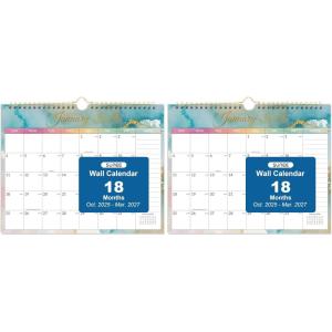 image:imageSUNEE 2026 Calendar 18 Months Wall Calendar Oct 2025  Mar 2027 145x115 Big Grid Hanging Calendar with Note for Organizing amp Planning Watercolor Pack of 2