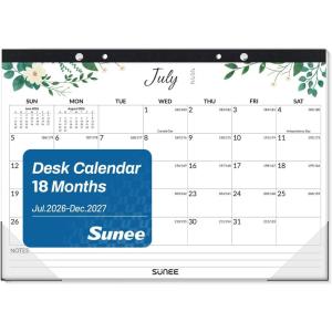 image:imageSUNEE 2026 Desk Calendar 18 Months from Oct 2025 to Mar 2027 17x12 Academic 2026 Calendar for Home School or Office  2026 Monthly Calendar with Note CuteGreenery