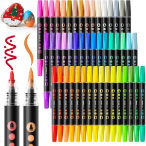 image:imageSUNEE 48 Colors Acrylic Paint Markers Dual Tip Bullet amp Brush Paint Pens with Automatic Ink Control System Art Supplies for Adults amp Teens for Rock Wood Canvas Glass Creative Projects48