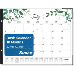 image:imageSUNEE Desk Calendar 2026 Large 22x17 from April 2026 to December 2027 Extra Large Desktop Monthly Calendar Pad 21 Months For Teacher or Office Desk Top SeasonalGreenery