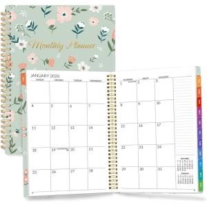 image:imageSUNEE Monthly Planner 20262027  18 Months Calendar Planner from Jul 2026 to Dec 2027 7x10 Yearly Planner with Tabs Spiral Binding Organizer for School Office Home PinkGreen Wildflowers