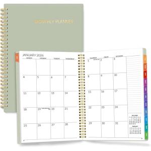 image:imageSUNEE Monthly Planner 20262027  18 Months Calendar Planner from Jul 2026 to Dec 2027 7x10 Yearly Planner with Tabs Spiral Binding Organizer for School Office Home PinkSage Green