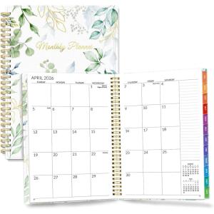 image:imageSUNEE Monthly Planner 20262027  18 Months Calendar Planner from Jul 2026 to Dec 2027 7x10 Yearly Planner with Tabs Spiral Binding Organizer for School Office Home PinkGreenery