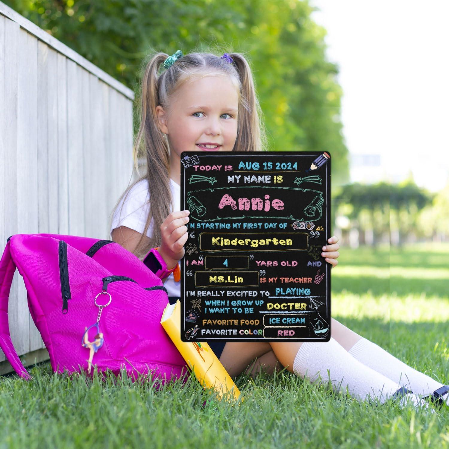 image:imageFirst Day of School Sign First Day of School Board 11x14 Inch Double Sided Back to Classroom for Boys amp Girls Kindergarten Preschool 1st Grade Supplies First and Last Day of Chalkboard