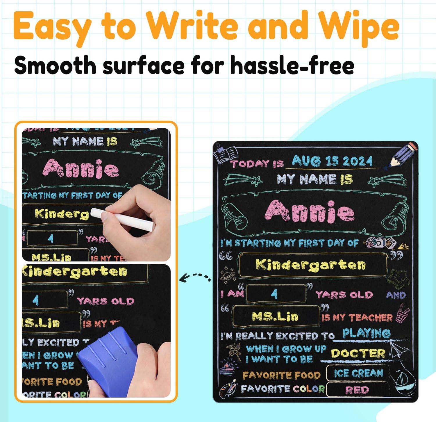 image:imageFirst Day of School Sign First Day of School Board 11x14 Inch Double Sided Back to Classroom for Boys amp Girls Kindergarten Preschool 1st Grade Supplies First and Last Day of Chalkboard